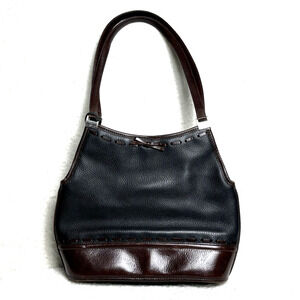 Brighton Pebbled Leather Bucket Shoulder Bag Purse Black And Brown With Charm